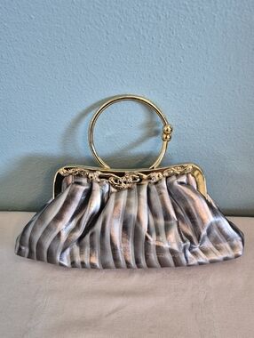 Silver& Gold Evening Bag Clutch Purse  Ring Handle